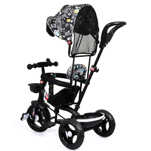 Luusa® Galaxy Edition GT-500 Plug and Play Tricycle with Height Adjustable Parental Control | Kids Safety Belt | Foam Cushion Seat | for Age Group 2+ Years | Carring Capacity 30-KGS (Galaxy Black) - Image 2 thumbnail