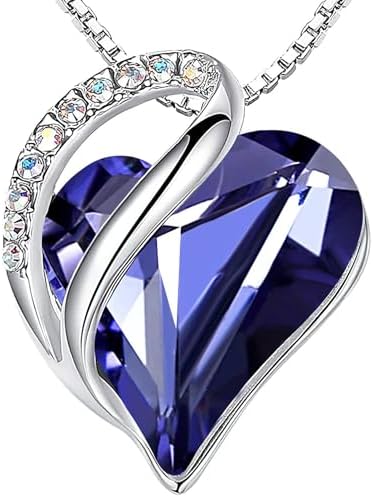 Leafael Infinity Love Heart Necklace, Birthstone Necklace for Women, Jewelry for Women with Healing Crystals, Allergy-Free Pendant Necklace 25