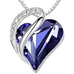 Leafael Gift Necklaces for Women, Infinity Love Birthstone Heart Pendant, Tanzanite Purple Crystal for February, Birthday Jewelry for Her, Mom, and Wife, Silver Plated, 18" + 2" Chain