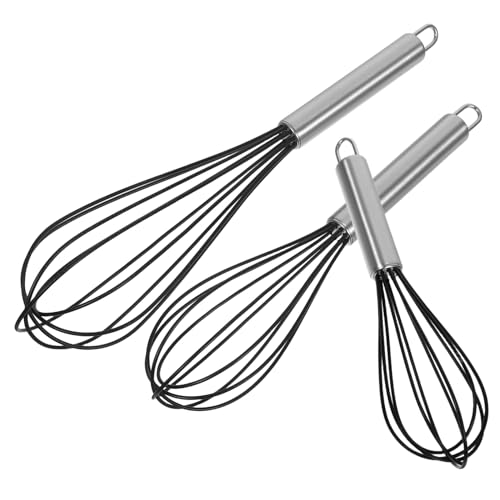 Alipis 3個シリコン製耐熱手持ち卵ビーター点 多目的マニュアルエッグホイッパー 滑り止め 洗いやすいシリコーン泡立て器 クリーム 卵の調