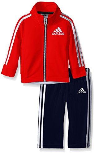adidas Baby Boys' Tricot Jacket and Pant Set, Red/White, 24 Months