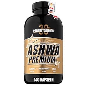 Powerstar ASHWA PREMIUM | Ashwagandha-Kapseln 140 Stk. Vegan | Anti-Stress-Formula mit Zink, Magnesium & Vitamin B6 | Deutsche Herstellung | Withanolidgehalt doppelt so hoch wie bei KSM-66®