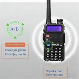 Retevis RT5R Walkie Talkie Professional, Dwuzakresowy Walkie Talkie Dalekiego Zasięgu z Ładowarką USB, Krótkofalówka 128 Kanałów VOX FM Radio Alarm Awaryjny Magazynu, Polowanie, Nagły (Czarny, 2 Szt)