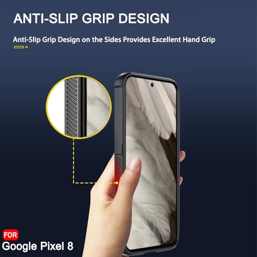 Image of TheGiftKart Liquid Silicon Back Cover Case for Google Pixel 8 | Shockproof Military Grade Protection | Micro-Fibre Cloth On Inner Side | Built-in Anti-Slip Grip Case Cover for Pixel 8 (TPU, Black)