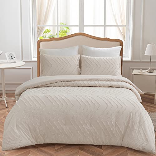 Sleepbella King Comforter Set, Cream Farmhouse Bedding Comforter, Vertical Tufted Design,King Bed Comforter Set Lightweight And Fluffy (King,104" W X 90" L, 3 Pieces) #TOP1