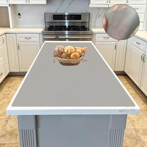 Image of 47.3''x23.6''(120cmx60cm) Extra Large Silicone Mat for Kitchen Counter, 1.5MM Thick Non-Slip Heat Resistant Countertop Protector, Waterproof Durable Kitchen Mat for Countertops, Translucent Gray