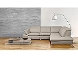 Felicidad en todos los pisos Sofá rinconero relax eléctrico de piel GLADSTONE - gris arenoso - Ángulo derecho
