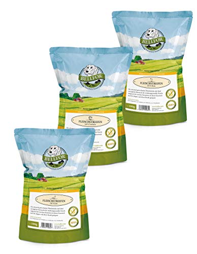 Produktbild von Bellfor Hundesnack Trockenfleischstreifen Mix Huhn, Truthahn & Ente - 3 x 100 g