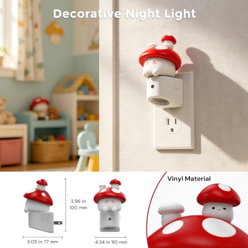 Image of L LOHAS LED Night Light for Kids,Mushroom Night Light,Color Changing | LED Night Light with Dusk to Dawn Sensor, Christmas, Birthday Gift Nightlight for Girls & Kids, Room Decor 2 Pack