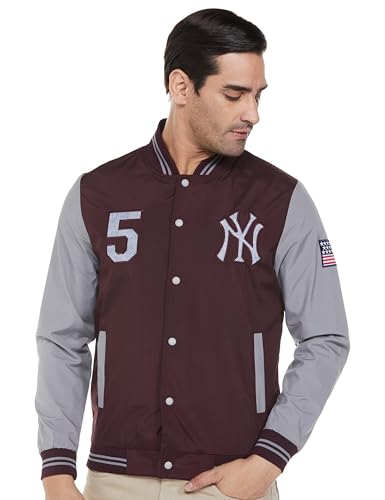 Image of Qube By Fort Collins Men's Polyester Standard Length Regular Fit Lightweight Varsity Jacket - Stylish, Comfortable, and Winter-Ready