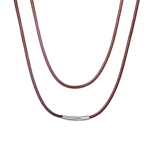 ChainsHouse Cire cordon collier Ras du cou Chaîne de corde 2mm Bricolage colliers bijoux pour unisex Chaîne simple en cuir véritable 41cm Tressé collier en...