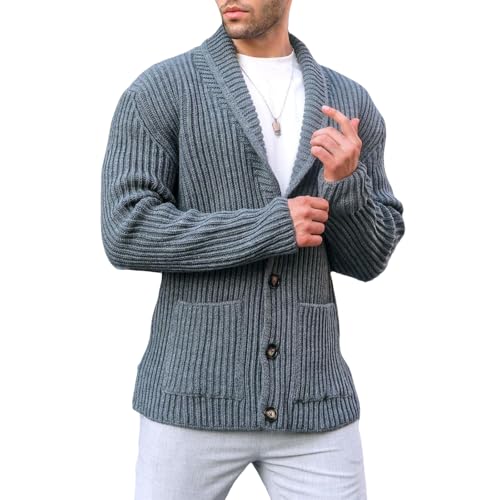 Chunky Knit Sweater,Cable Knit Cardigan Button Down V Neck Ribbed Knitted Cardigans