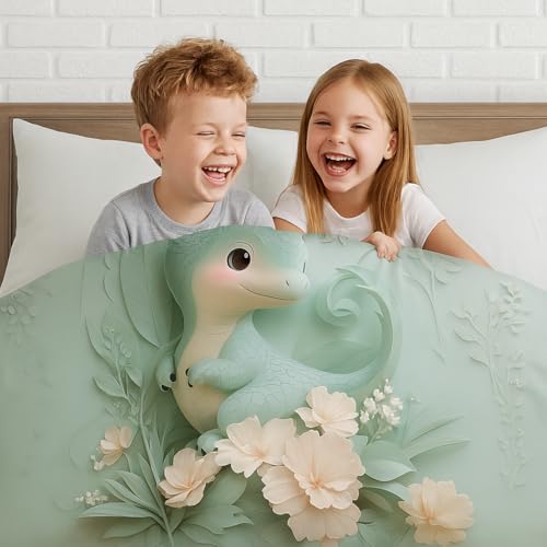 Image of King Size 7D Digital Print Bedsheet - 350 TC Cotton, Kids Friendly Design, Soft & Breathable 180 GSM Fabric, Machine Washable, Gift-Ready Packaging. (108x108 Inches). (Baby Dragon)