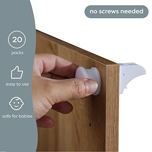 Matana - 20 Self Adhesive Magnetic Safety Locks with 4 Keys - Cabinets & Drawers