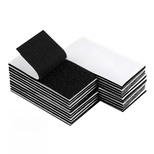 20 unidades de cinta de autoadhesiva, extrafuerte, 50 mm x 100 mm, cierre de autoadhesivo, nailon, doble cara, resistente, para paredes, puertas, plásticos, suelos, cristales, metales (negro)