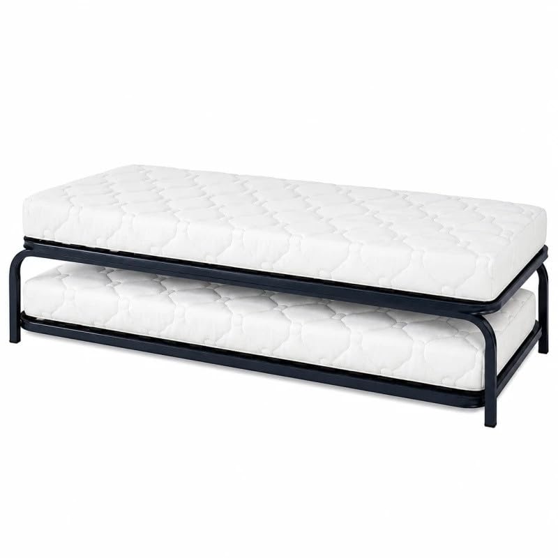 Coreme Pack Sommier Gigogne + Matelas 38kg - 14 cm - 200 x 90 - Lit Gigogne 2 Couchages Modulable, Confort Medium/Ferme, Gain de Place, Usage Quotidien