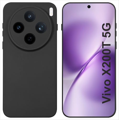 Image of SBMS Silicone Back Cover Case for Vivo X200T 5G | Soft Micro-Fibre Lining Inside | Camera Protection Bump | Shockproof Back Cover Case for Vivo X200T 5G (Candy Cloth Black)