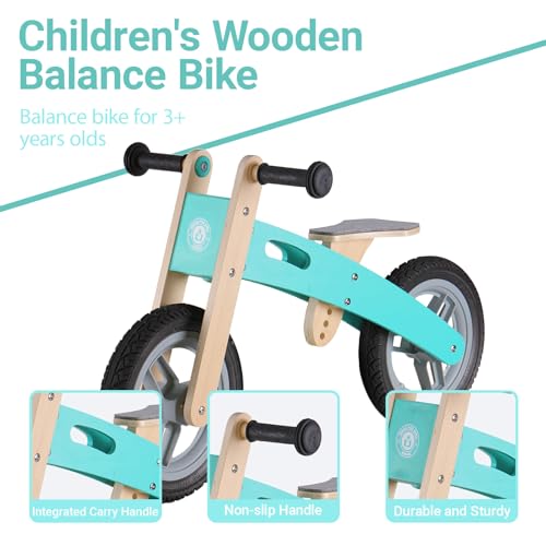 Image of Wooden Toddler Balance Bike, Kids Balance Bike for 3 Year Old with Adjustable Seat, No Pedal Toddler Bicycle for Kids 3-5 for Boys and Girls Birthday Gifts Toys