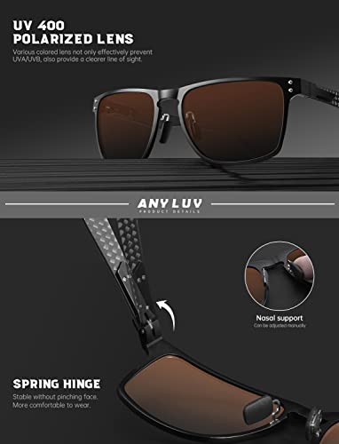 Image of ANYLUV Mens Sunglasses Polarized Upgraded Carbon Fiber Temple Sun Glasses Fashion Driving with UV Protection