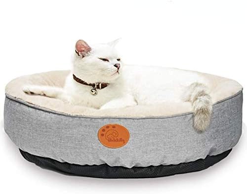 HACHIKITTY Washable Donut Cat Bed Round, Cat Beds Indoor Cats Medium, Small Cat Bed Machine Washable