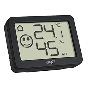 TFA Dostmann digitale thermo-hygrometer, 30.5055.01, voor luchtvochtigheidsmeting, temperatuurregeling, voor binnen, klein, met max.-min.-waarden, zwart, (L) 55 x (B) 15 x (H) 40 mm