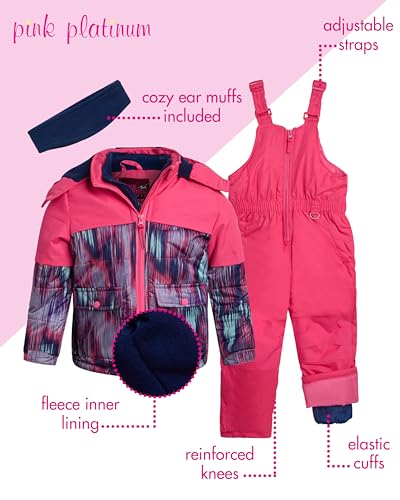 image for Pink Platinum Girls Snowsuits - 2 Piece Waterproof Toddler Winter Jack