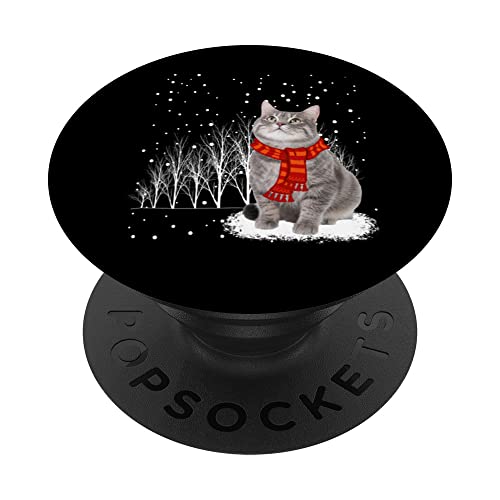 Feliz Navidad Navidad Nieve Meowy Gato Gatito Gatito Amantes PopSockets PopGrip Intercambiable