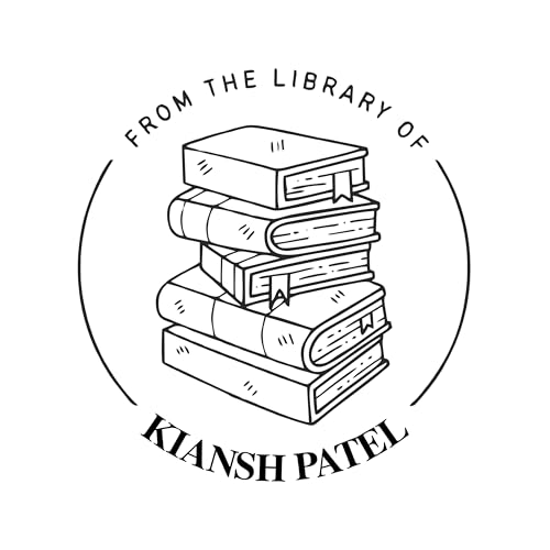 Image of Kunya Personalised Book Stamp with Your Name(3.5 cm Dia), customised for Stamping Books for Readers, Great Gift for booklovers, Kids, Teachers (Bookworm)