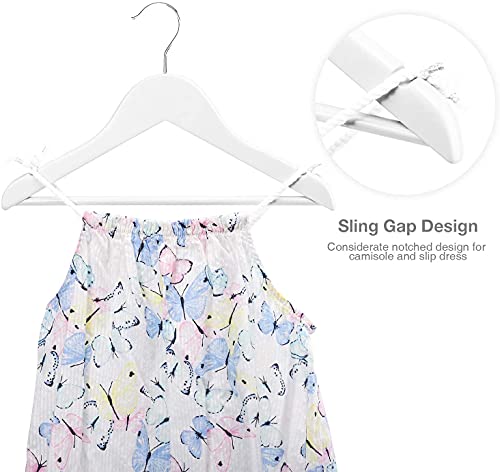 Image of WHISKET Solid Wood Hangers,Premium Wood Hangers with 360-Degree Rotatable Hook and Notches, Natural, Heavy Duty Wood Hangers for Coats, Suits, Jackets, Closet (White) [Pack of 24]