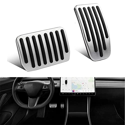 MASTWINK Pedales Antideslizante para Model Y Model 3,Pedales de Acelerador de Aluminio y Pastillas de Pedal de Freno,Compatible con Tesla Model 3 Model Y 2017-2021 Cover