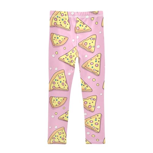 Pizza Yellow Food Pink Girls Casual Leggings for Kids Printed Long Pant Bottoms Stretch and Soft2