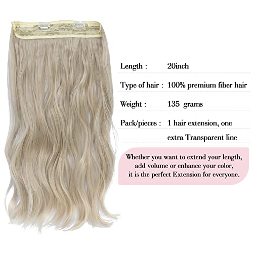 Secret Hair Extensions, Invisible Wire Wavy Synthetic Hair Pieces for Women 20 Inch Ash Blonde Hair Extensions, Daily Party Wedding Use - Image 2