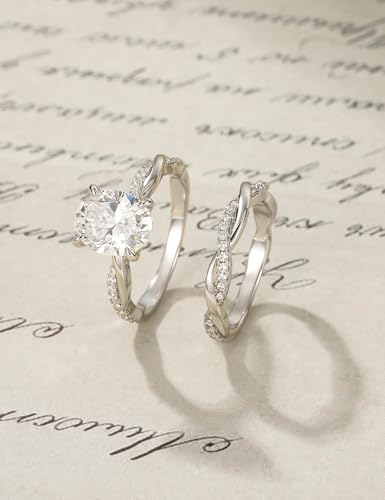 Image of Mameloly 3ct Engagement Rings for Women Oval Cut Bridal Ring Sets Cubic Zirconia Wedding Band Twisting Infinity Pave Set Size 4-12