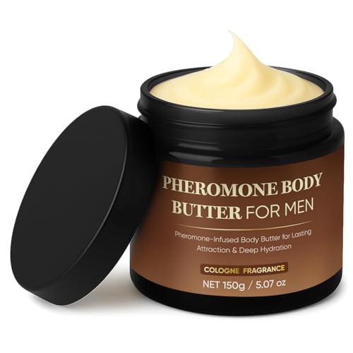 RTQSU Pheromone Body Butter For Men Skin body butter for men with Shea Butter Cocoa Butter & Coconut Oil Alcohol-Free Vega Long-Lasting Masculine Scent Non-Greasy