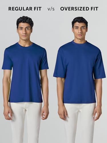 Image of XYXX Drift Oversized Tshirt for Men | 100% Combed Cotton | Solid Roundneck Drop Shoulders Half-Sleeve T Shirt