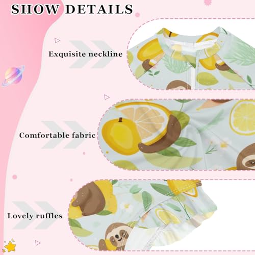 Cute Sloth Lemon Girls Long Sleeve One-Piece Swimsuit UV Protection Swimwear Bathing Suit 208519184