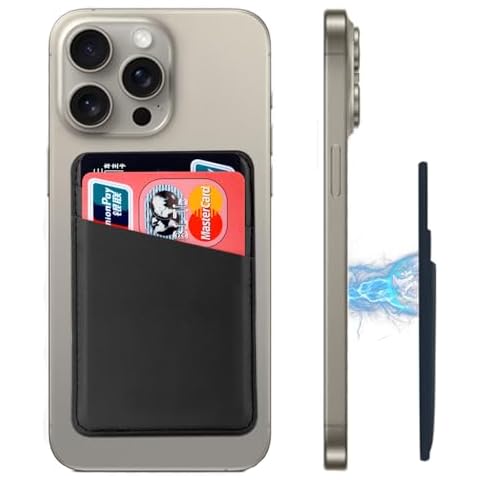 doeboe Upgrade for Magsafe Wallet iPhone 15 16 14 13 Pro Max, Leather Card Holder for Back of iPhone, Magnetic Credit Card Wallets for iPhone 13 12 Mini Pro Accessories,Gifts for her him (Black) Cover