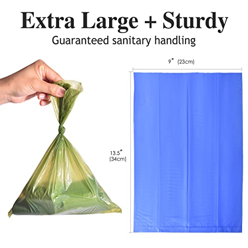 Image of Dog Poop Bags with Dispenser and Leash Clip, Extra-Large, Extra Thick 100% Leak-Proof Pet Waste Bags, Earth Friendly, Unscented, Green Blue, 540 Count, 13.5x9 in
