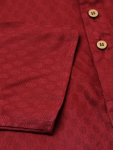 Image of Rajubhai Hargovindas Men's Pure Cotton Woven Design Half Sleeve Kurta