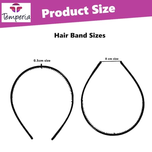 Image of TEMPERIA (3 pcs) Hair Band For Girls Women & Kids - Stylish & Fancy Hairband Headband Cute Accessories - Black