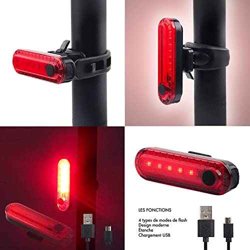 SGK Ensemble Lumière vélo Avant et arrière, Rechargeable avec Un éclairage Puissant étanche et Facile à Installer. - Image 5