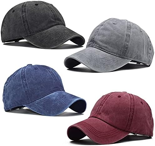 4 Pieces Toddler Baseball Hat Kid Toddler Baseball Cap Washed Cotton Washed Adjustable Caps Hats for Toddler Boys Girls (Color 1)