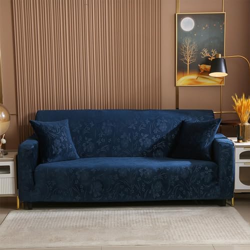 Housse de canapé velours extensible beige 1 place douce et chaude - 3