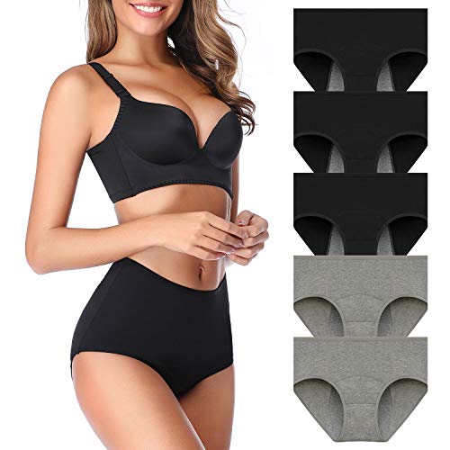 5 Pack Women Period Panties Teen Girls Leak Proof Briefs Menstrual Underwear for Heavy Flow,Mulit Size Large