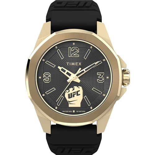 Image of TIMEX UFC Prospect Analog Watch for man with Black Octagonal Dial & Black Silicone Strap Band Water Resistant Men's Wrist Watches - TW2W73600UJ