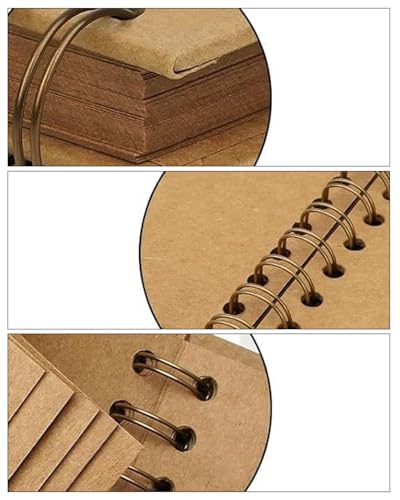 Álbum de fotos DIY vintage, cuaderno de viaje retro de 7 pulgadas cuadradas con hojas sueltas, 20 hojas / 40 páginas en papel kraft para recuerdos de parejas, familia, graduación y regalos miniatura 3