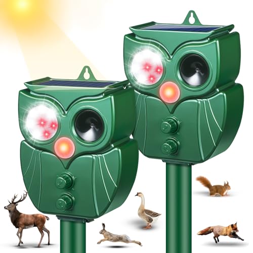 2 Pack Solar Animal Repeller: Ultrasonic Cat Repellent Outdoor with