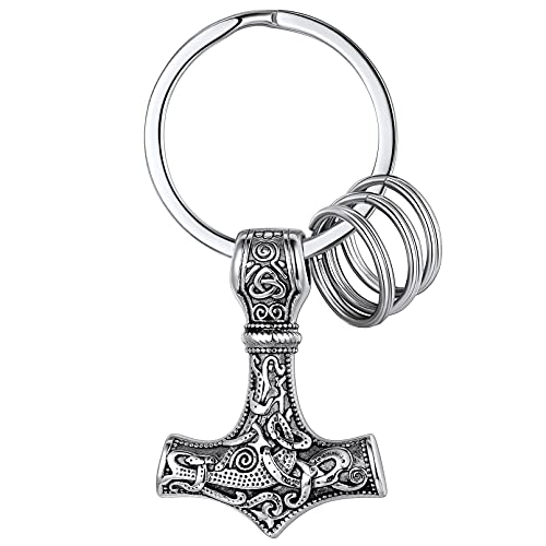 FaithHeart Porte Clés Vikings Nordique Marteau Mjöllnir Homme Acier Inoxydable