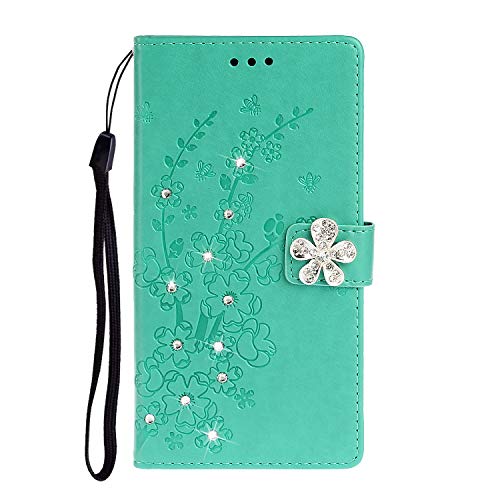 Lomogo Leather Wallet Case for Galaxy M20 with Stand Feature Card Holder Magnetic Closure, Shockproof Flip Case Cover for Samsung Galaxy M20 - LOXCH020231 Green
