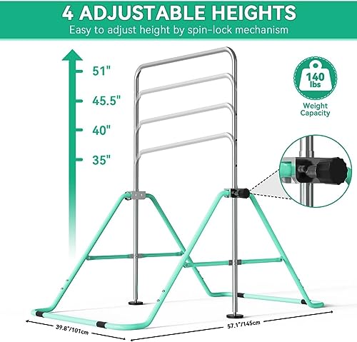Fbsport GHMKLOIU2 Gymnastics Bar For Kids,Adjustable Height Gymnastic Horizontal Bars,Junior Training Bar Children Folding Training Monkey Bars thumb #1